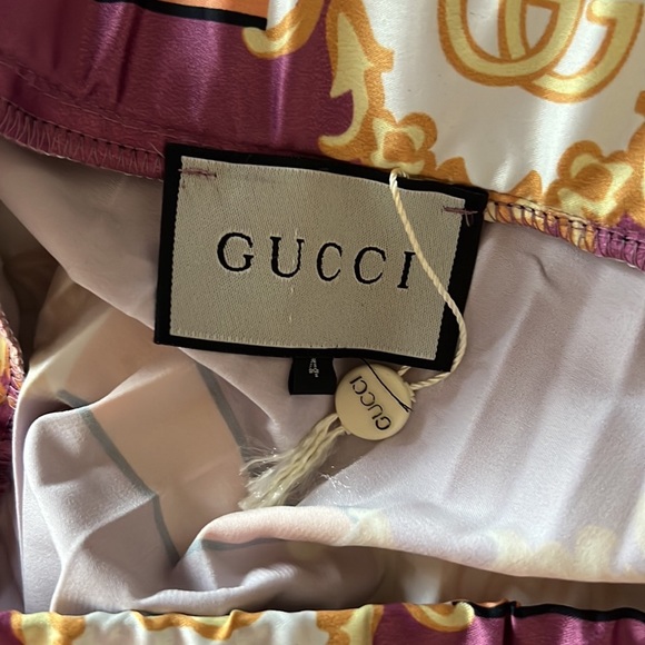 💜Gucci 2019 Purple Gold Marmont GG Doubloon Harness Silk Pleated Skirt💜 - Picture 6 of 8